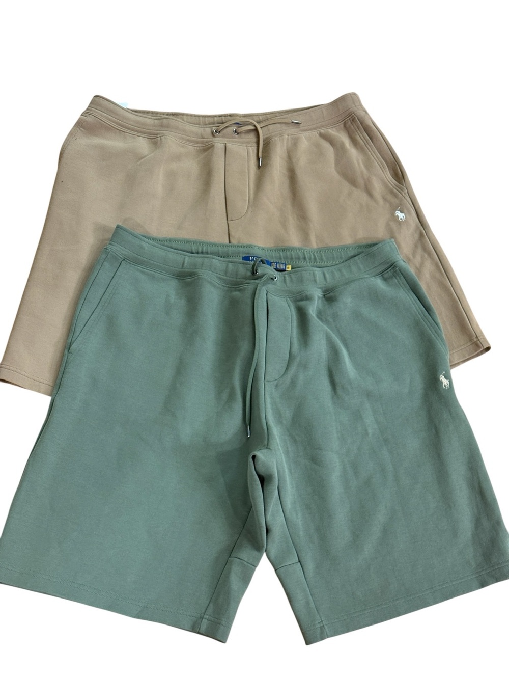 Two Polo by Ralph Lauren Cotton Drawstring Men's Shorts - Sage Green and tan